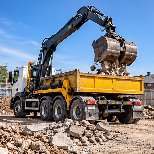 Waste vehicle collecting building materials